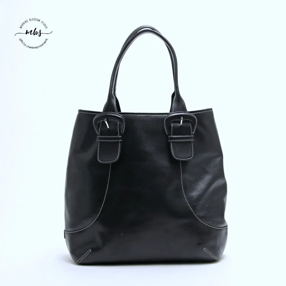 Cole Haan Contrast Stitch‎ Leather Large Tote - Picture 2 of 15